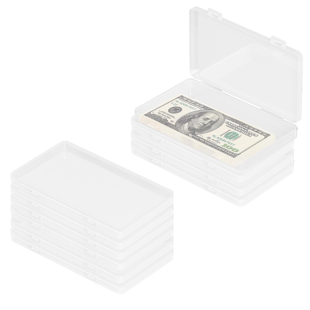 QoTang 10 PCS Paper Money Storage Case, 6.5 x 3.3 x 0.7 inches, Transparent