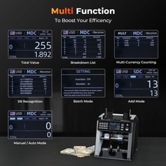 MUNBYN IMC08 Dual Money Counter Machine Mixed Denomination with Reject Pocket