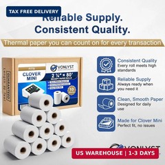Thermal Receipt Paper Rolls for Clover Mini & Clover Mobile – 2 1/4″ x 80′ BPA F
