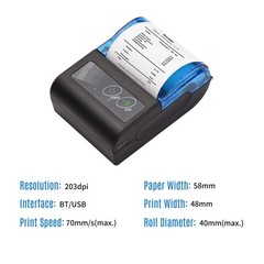 1-Bisofice Portable Mini USB & BT 58mm Thermal Receipt Printer & Paper Rolls