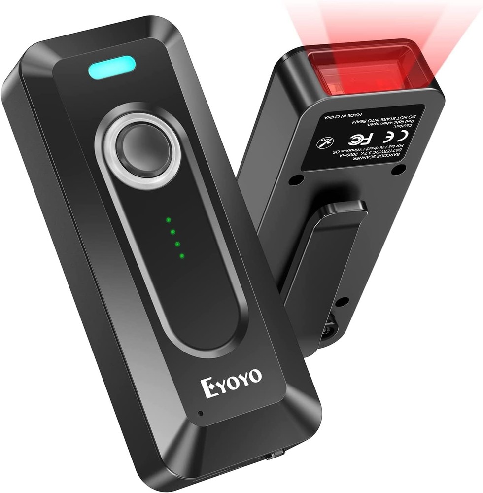 2D Bluetooth Barcode Scanner Wireless with Clip, 2000mAh Battery with Level I…