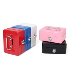 Jssmst Small Cash Box with Lock and Slot, Metal Coin Piggy Bank X-Small, Pink