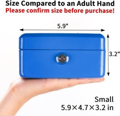 Sturdy Portable Cash Box with Key Lock and Removable Tray – Blue Security Box