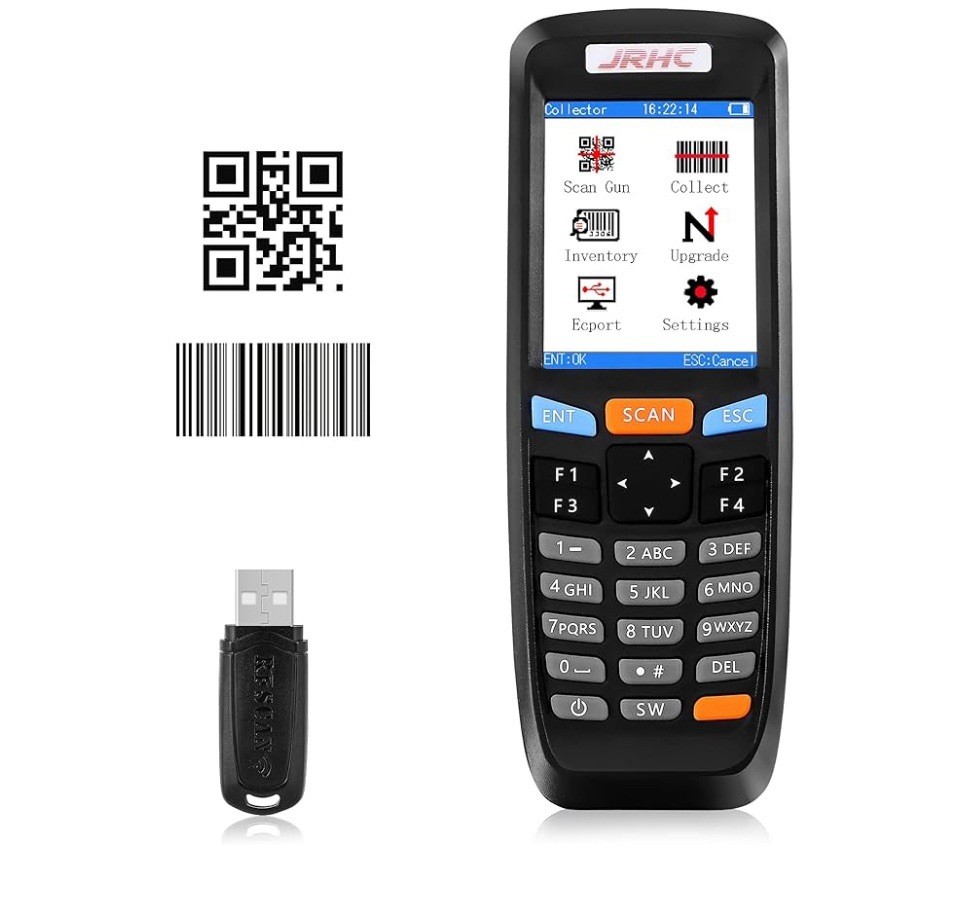 1D 2D Portable Inventory Scanner,JRHC Collector Counter 2.4G Wireless