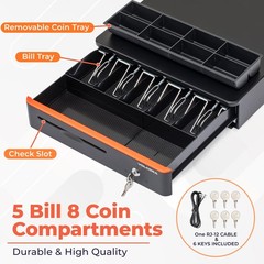 Volcora Cash Register Drawer For Point Of Pos System Round Corners 16 Removable