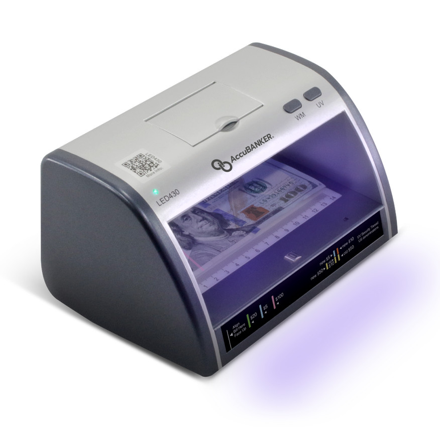 AccuBANKER LED430 6-Point Counterfeit Detector Multi Currency w/stand, UL Listed