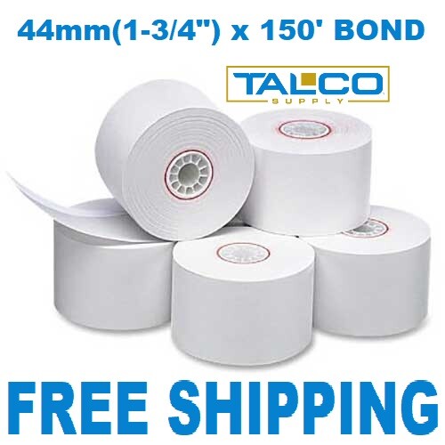 (100) 44mm x 150′ BOND CASH REGISTER PAPER ROLLS ~FAST FREE SHIPPING~