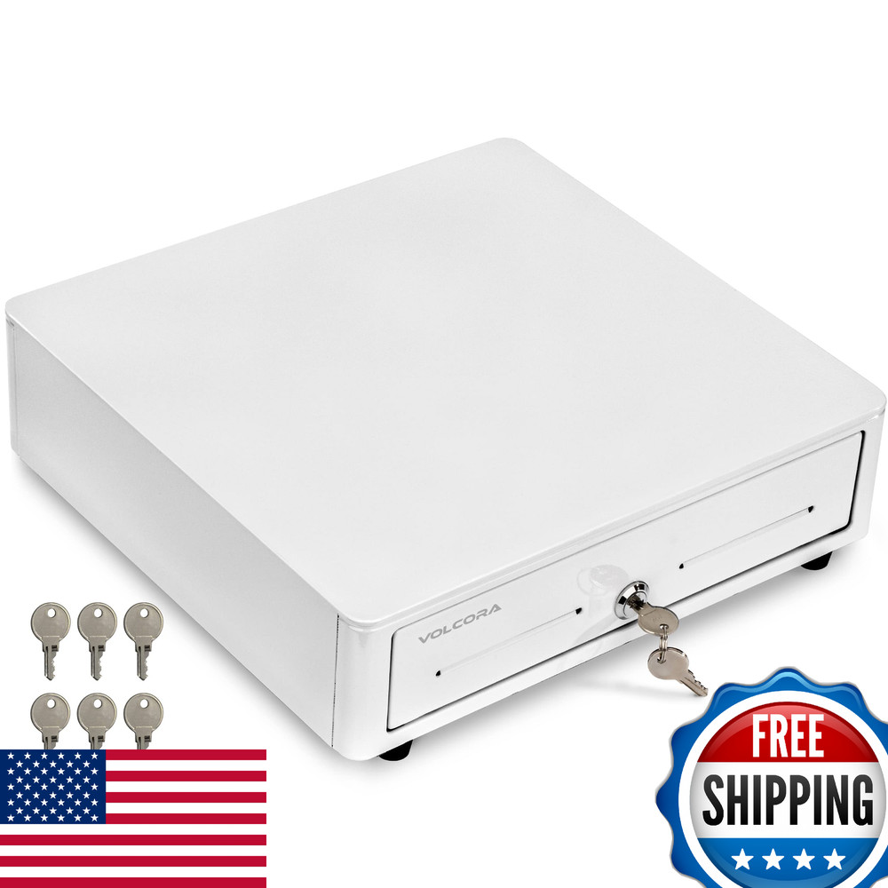 Volcora 13″ Cash Register Drawer POS System w/ Round Corner, 4 Bill/5 Coin