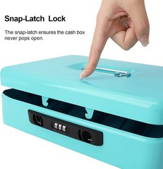 Portable Cash Box with Combination Lock – Light Blue