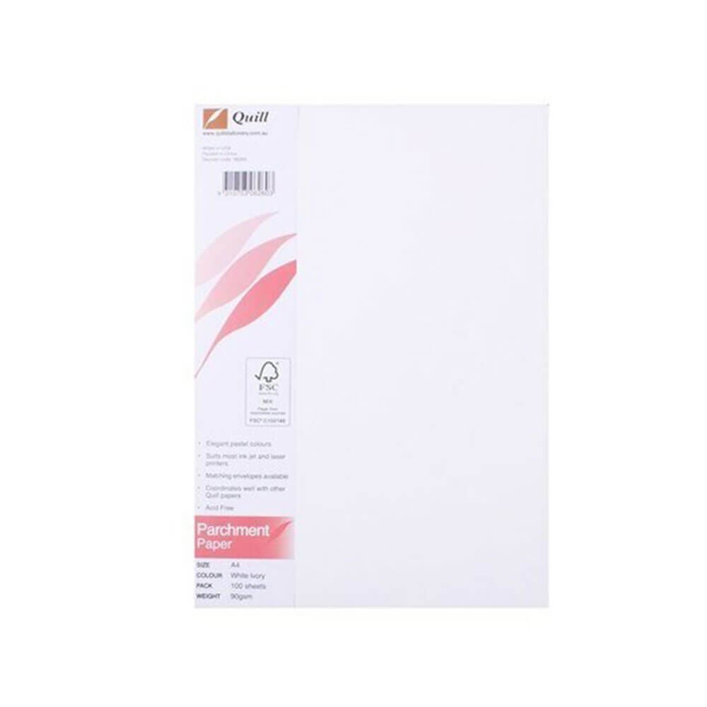 Quill Quality Laser Inkjet Printer A4 Natural 90gsm 100 Pack Parchment Paper
