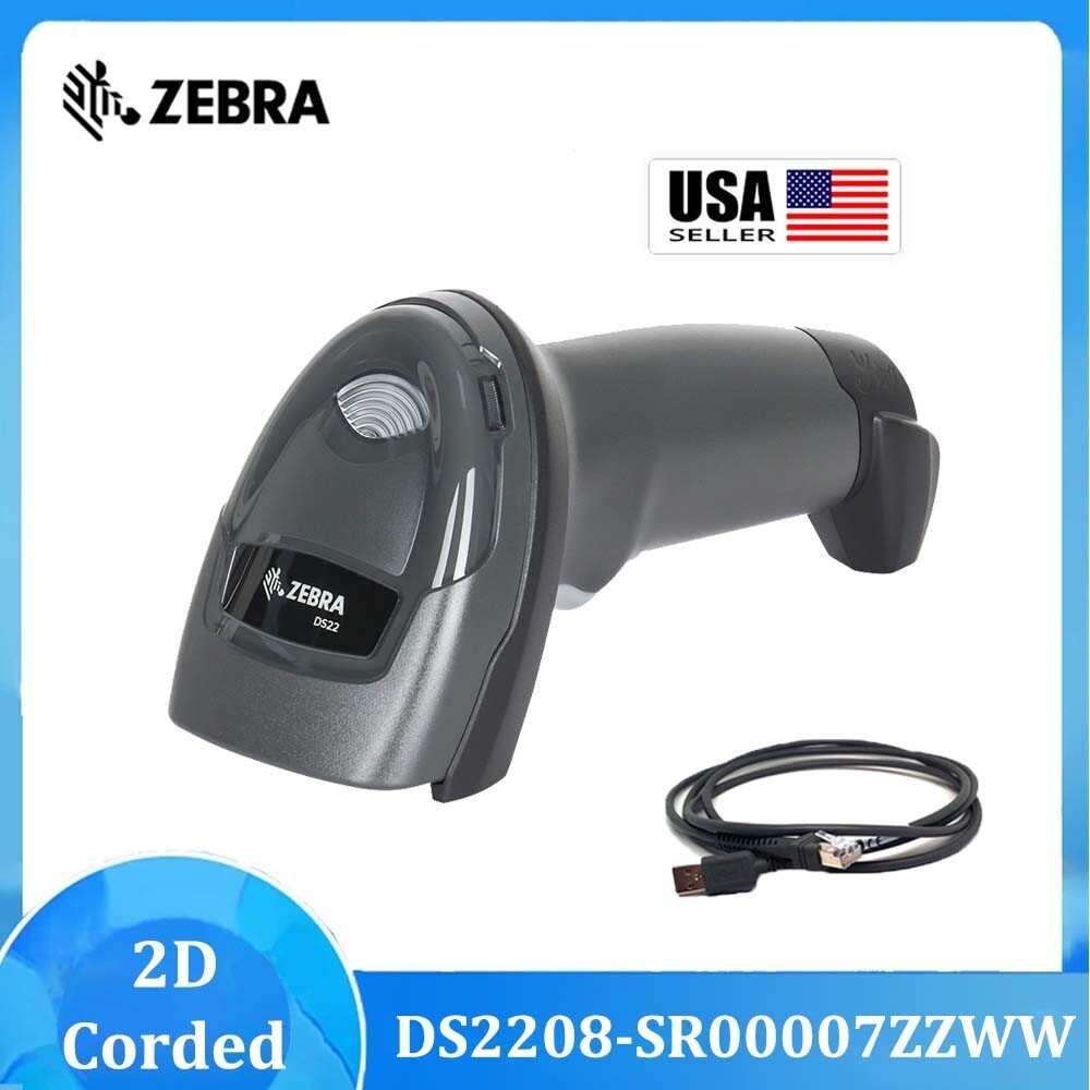 Zebra DS2208-SR00007ZZWW Handheld 1/2D Barcode Scanner Reader with USB Cable Kit