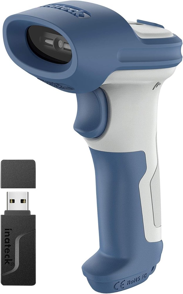 Inateck 1D 2D Wireless Barcode Scanner, Bluetooth 5.0 and 2.4Ghz Connection, USB
