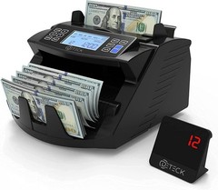 DETECK DT200 Money Counter Machine with Value Count Large 4” LCD Display Black