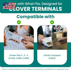 2 1/4” X 74 Ft Coreless Thermal Receipt Paper Rolls for Clover Flex 3 Clover Fle