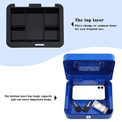 Cash Box with Money Tray and Key Lock for Supermarket School Lockers, Medium