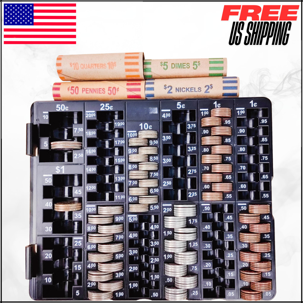Coin Sorting Tray with Lid & Accurate Counter Organizer for Bank Business & Home