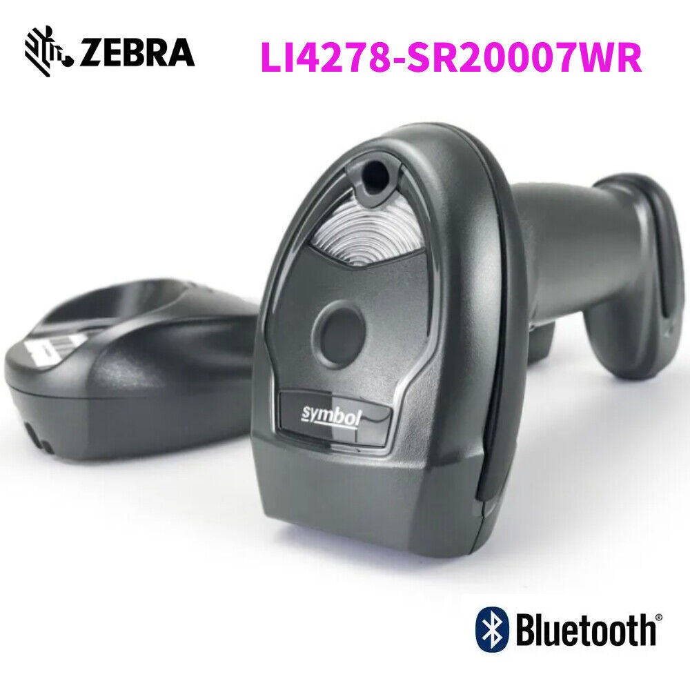 Zebra LI4278-SR20007WR Wireless Bluetooth Barcode Scanner with Cradle USB Cable