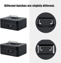 Steel Cash Box Safe with Combination Lock Removable Coin Tray Medium Black