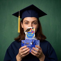 Graduation Cash Gift Box Money Holder Surprise Pull Out 50 Bags DIY Blue