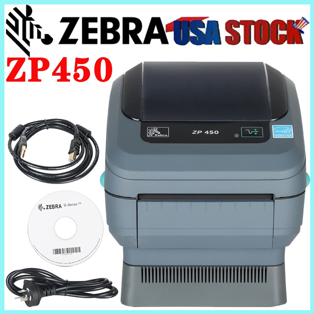 Zebra ZP450 Label Thermal Bar Code Printer 203 DPI Resolution USB Serial Printer