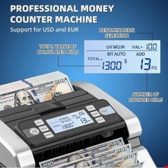 USD EUR Bills Money Counting Machine Cash US Dollar Counter 1300 Bills/min Count