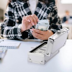 Lockable Cash Box Aluminium Alloy Money Box for Cash Money Storage Box Cash Box
