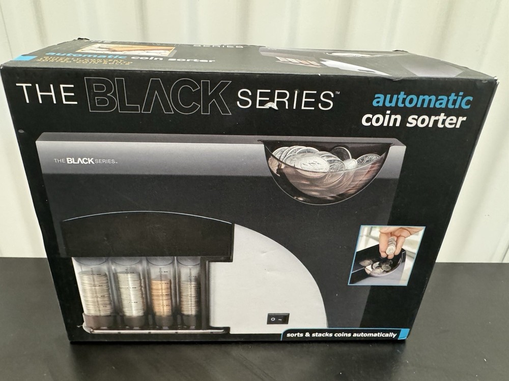 The Black Series 4-Barrel Automatic Coin Sorter Black with Coin Sleeves