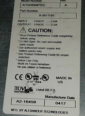 Alexander Technologies battery charger docking station ATI2000PSC FALCON SCANNER