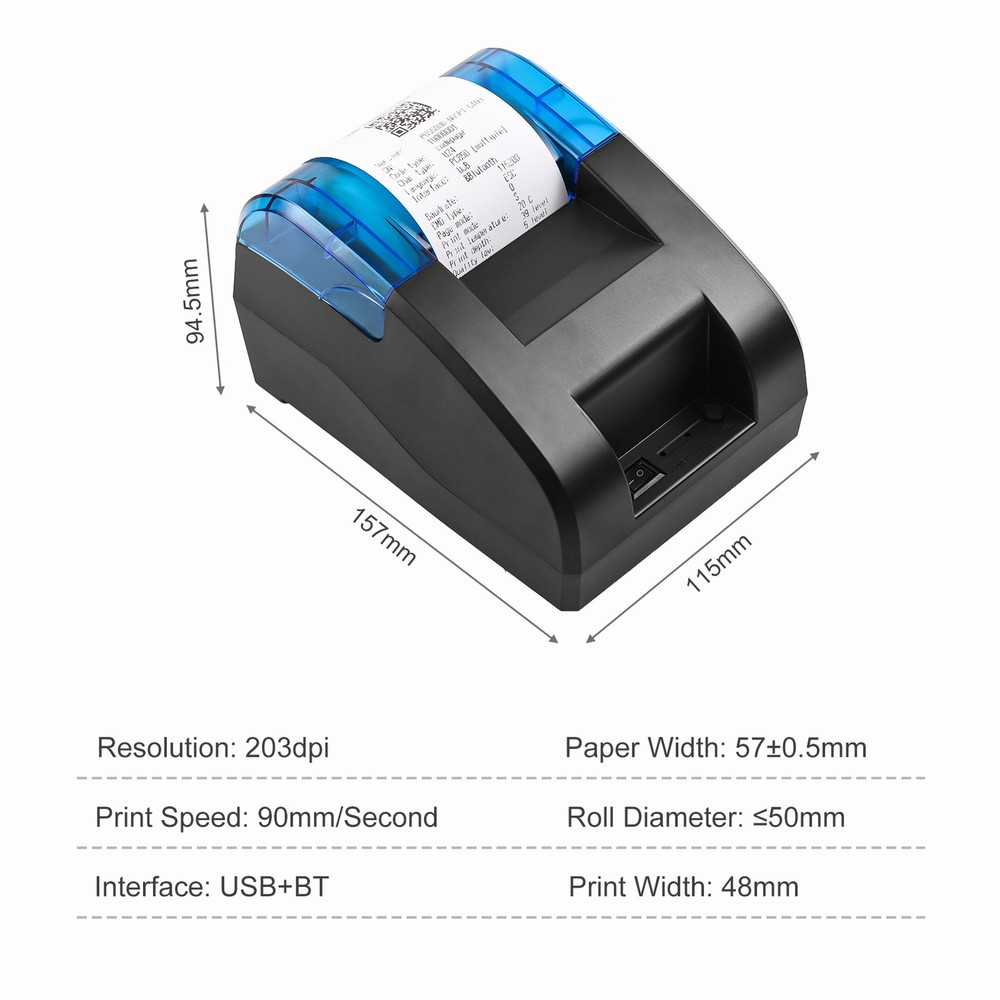 BISOFICE 58mm Thermal Receipt Printer Desktop USB&BT Wireless Connection Pr ALCY