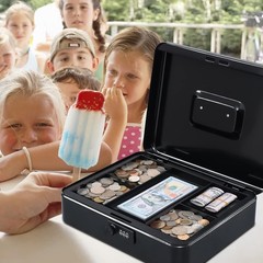 Large Metal Cash Box with Combination Lock – Black