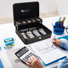 Cash Box with Money Tray and Key Lock,Safe Box for Cash Saving Key Lock Money Or