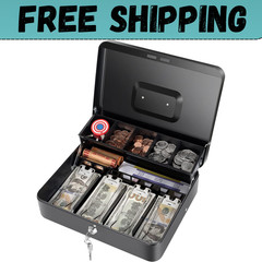 Cash Box with Money Tray and Key Lock, Saving Lock Box with Money Tray Storage f
