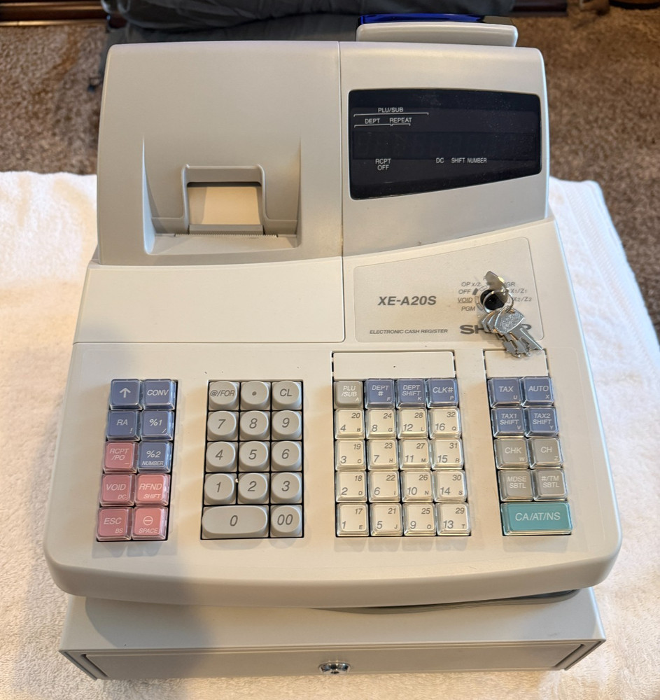 Sharp XE-A20S Electronic Cash Register With 4 Keys / Excellent Condition