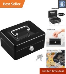 Black Portable Cash Box with Key – The Ideal Lock Box for All Your Essentials