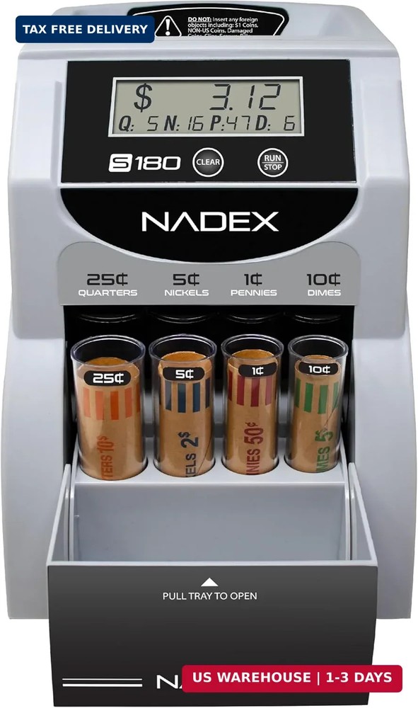 Nadex S180 Digital Coin Sorter and Counter – Displays Total and Denomination Val
