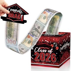2026 Graduation Money Box Cash Gift Pull Out Surprise Holder Black Red DIY