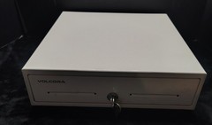 Volcora 500018 White Electronic Cash Register Drawer Open Box 2 Keys No Cables