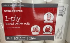 Office Depot 1-Ply Bond Paper Rolls 10 Count (2.75″ x 128′ Per Roll) White *READ