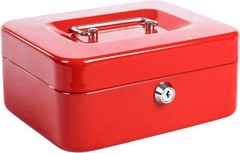 Durable Medium Steel Cash Box with Key Lock and Removable Tray – Vibrant Red