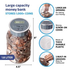 Piggy Bank for Kids, Adults, M&R Digital Coin Counting Bank with LCD Counter,…