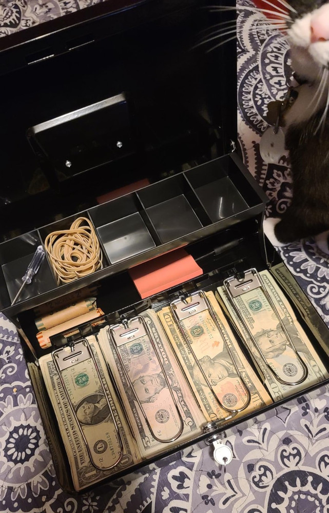 Cash Box with Lock Key and Money Tray XLarge Money Box for Cash Metal Lock Box