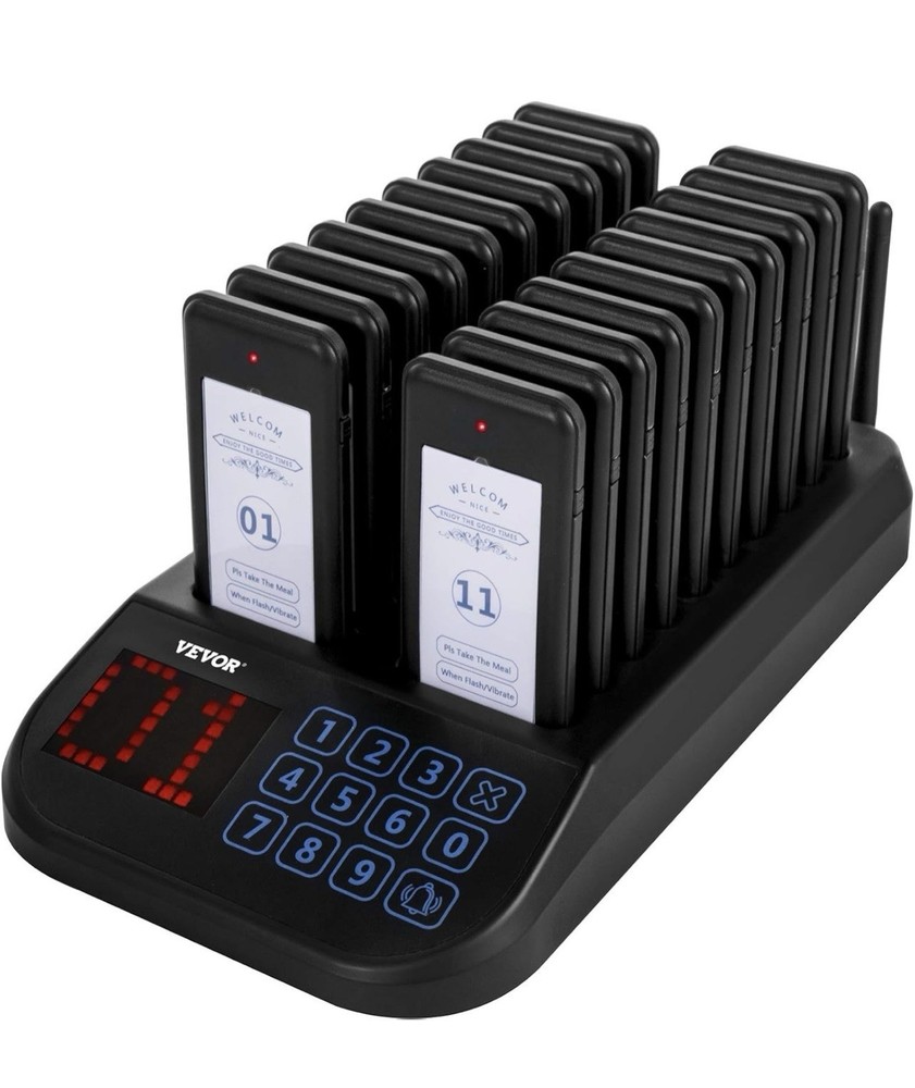 VEVOR F103 Rechargable Restaurant Pager System 20 Pager Wireless Touch Keyboard