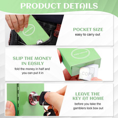 1 Pack Metal Box for Gamblers Pocket Sized Winner Bank Casino Cash Box with 2 Ke
