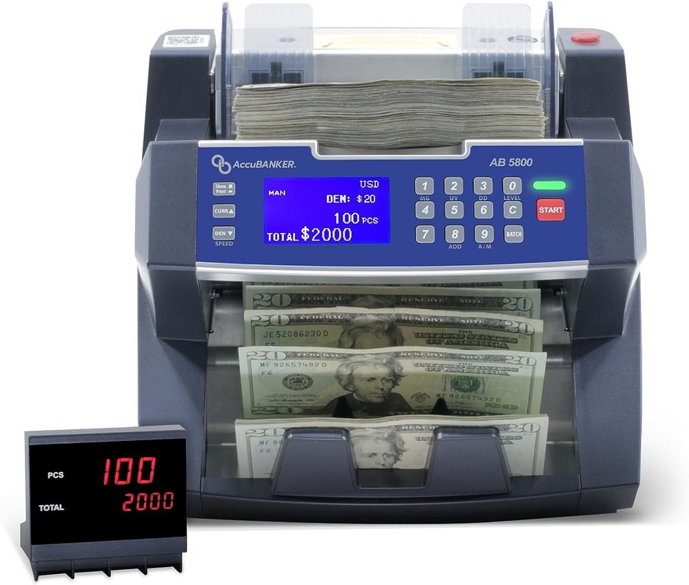 AccuBANKER AB5800 Bill Counter Multi Currency w/ Counterfeit Detection & Printer