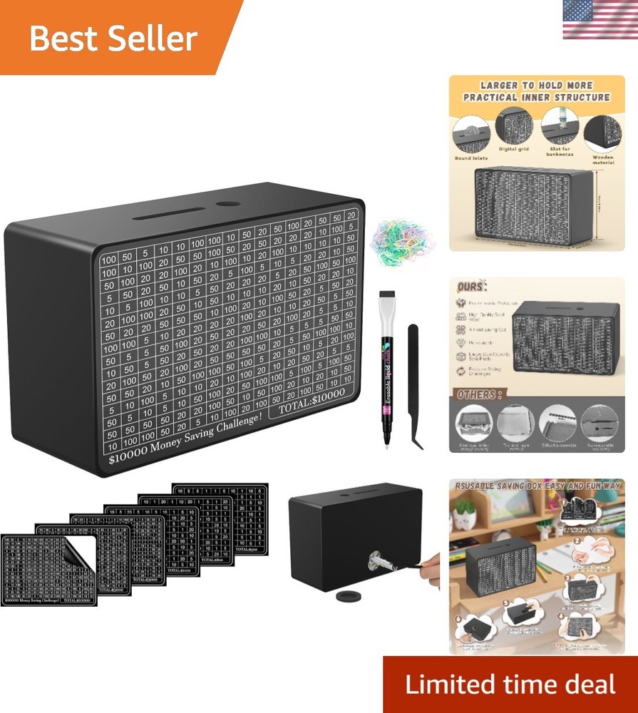 Wooden Money Saving Box, Cash Vault Savings Box for $10000 $5000 $3000 $1000 …