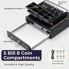 Black Cash Register Drawer 5 Bill/8 Coin
