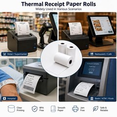 Thermal Receipt Paper Rolls 3-1/8 x 230ft, 10 rolls