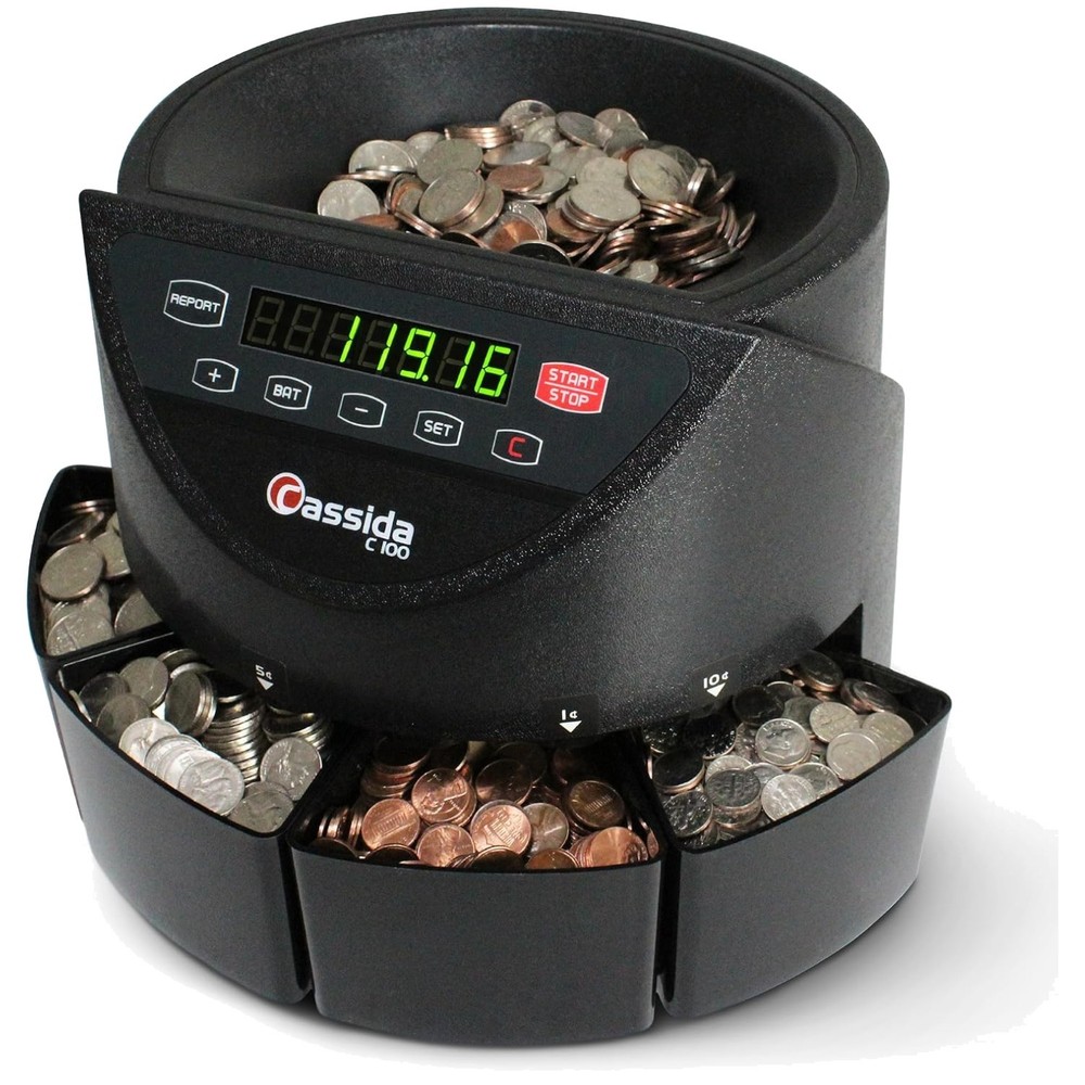 Coin Sorter/Counter Machine, LED Display, 250 Coins/min