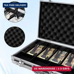 Large Cash Box with Money Tray, Lockable Money Box for Cash, Large Cash Organize