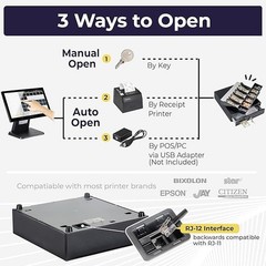 13″ Cash Register Drawer for POS System, 2-Tier Tray, 4 Bill 5 Coin, Key-Lock